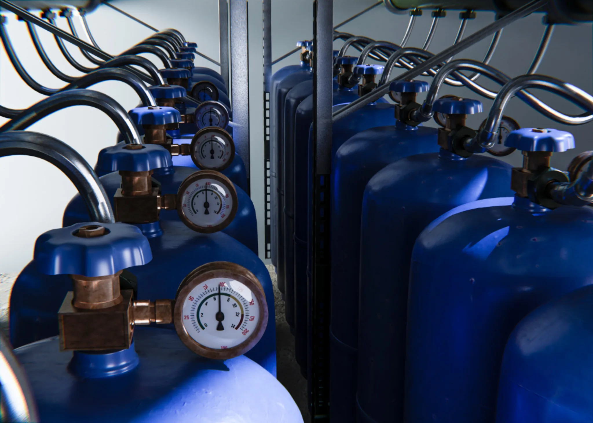 Fire suppression cylinders and pressure gauges